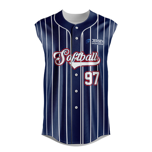 Softball Full Button Sleeveless Jersey - CSSLFJ006