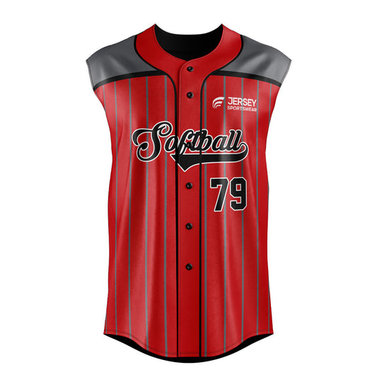 Softball Full Button Sleeveless Jersey - CSSLFJ004