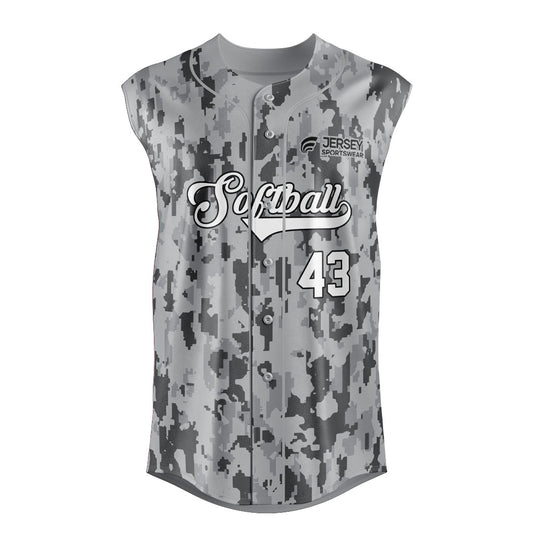 Softball Full Button Sleeveless Jersey - CSSLFJ005