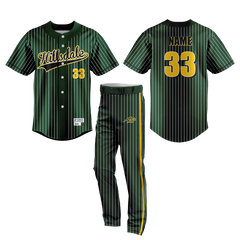 Hillsdale Green and Gold Striped Baseball Uniform Hillsdale Green and Gold Striped Baseball Uniform