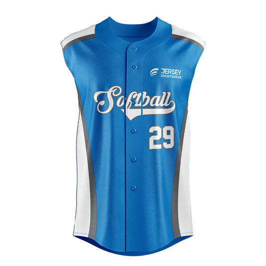 Softball Full Button Sleeveless Jersey - CSSLFJ001